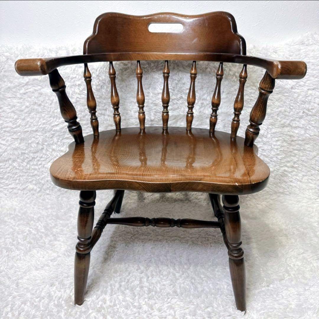 飛騨産業 ウィンザーチェア アーム ダイニングチェア レトロ キツツキマーク ①