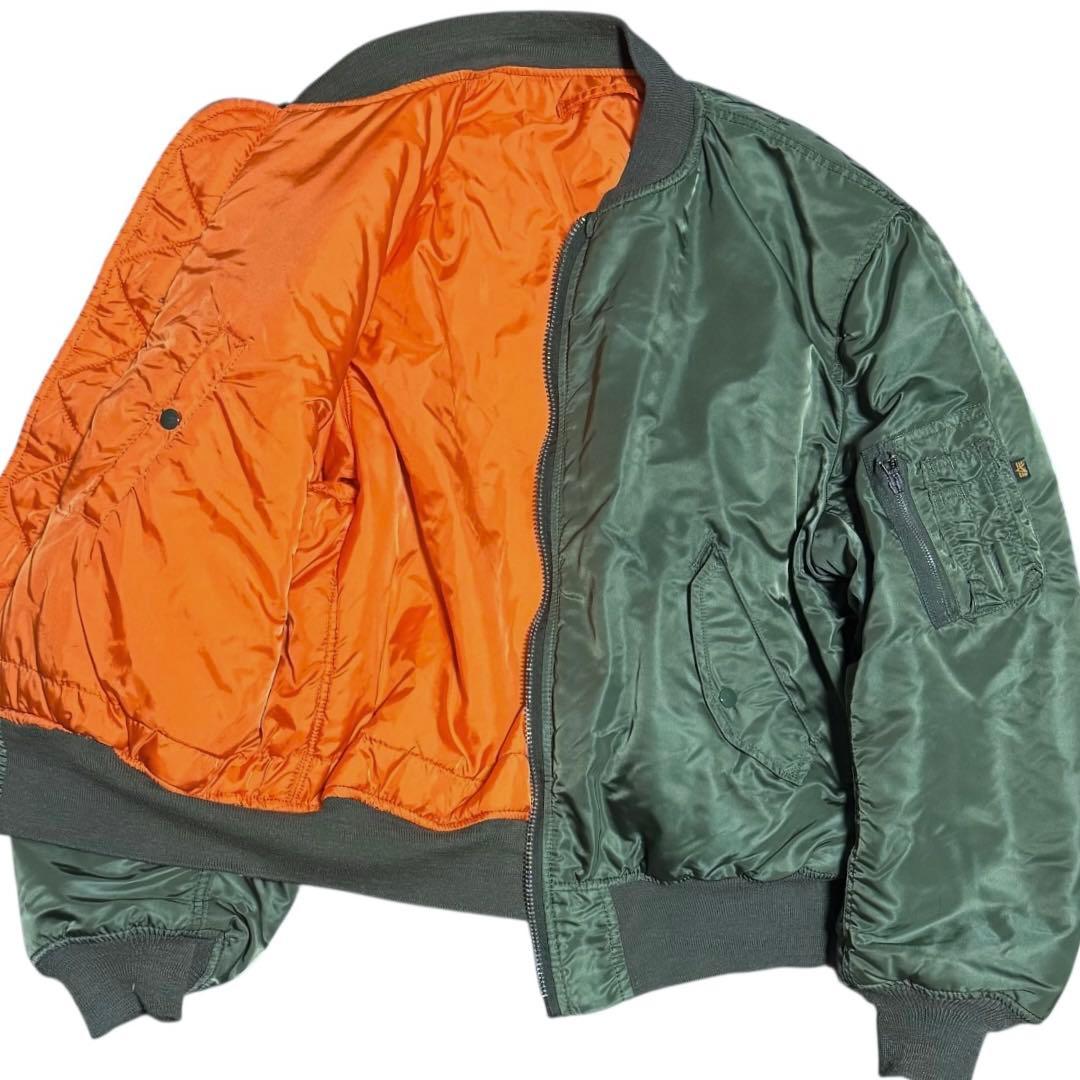 ALPHA 90s USA製 MA-1 ボンバージャケット 短丈 XXL セージ