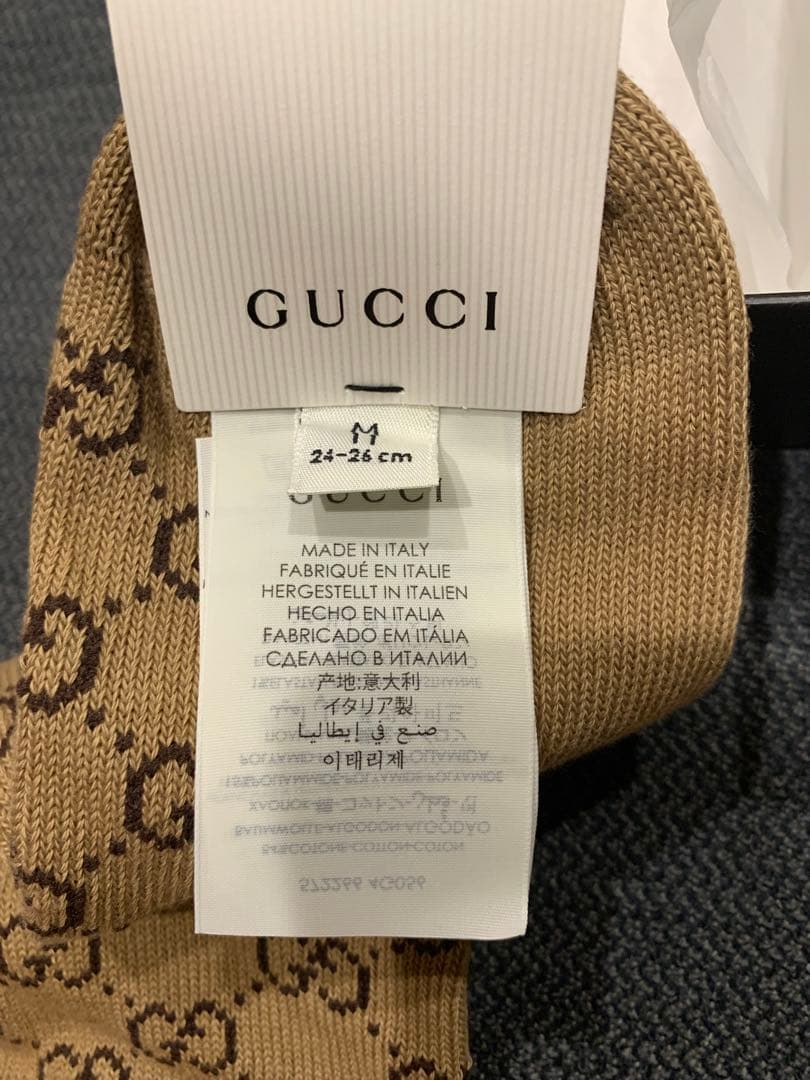 レモンGUCCI GGロゴ ベージュソックス M
