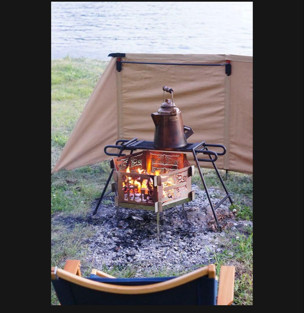 新品未使用 23546TOOLSアイヌ紋様焚き火台 ケース付き