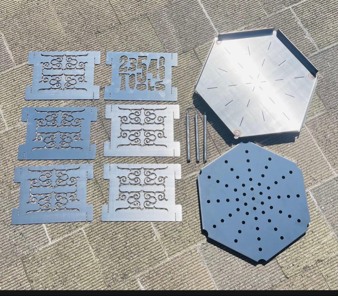 新品未使用 23546TOOLSアイヌ紋様焚き火台 ケース付き