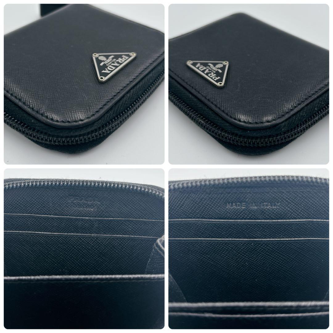 ✨美品✨プラダ ケース 小銭入れ サフィアーノレザー 三角ロゴ ブラック