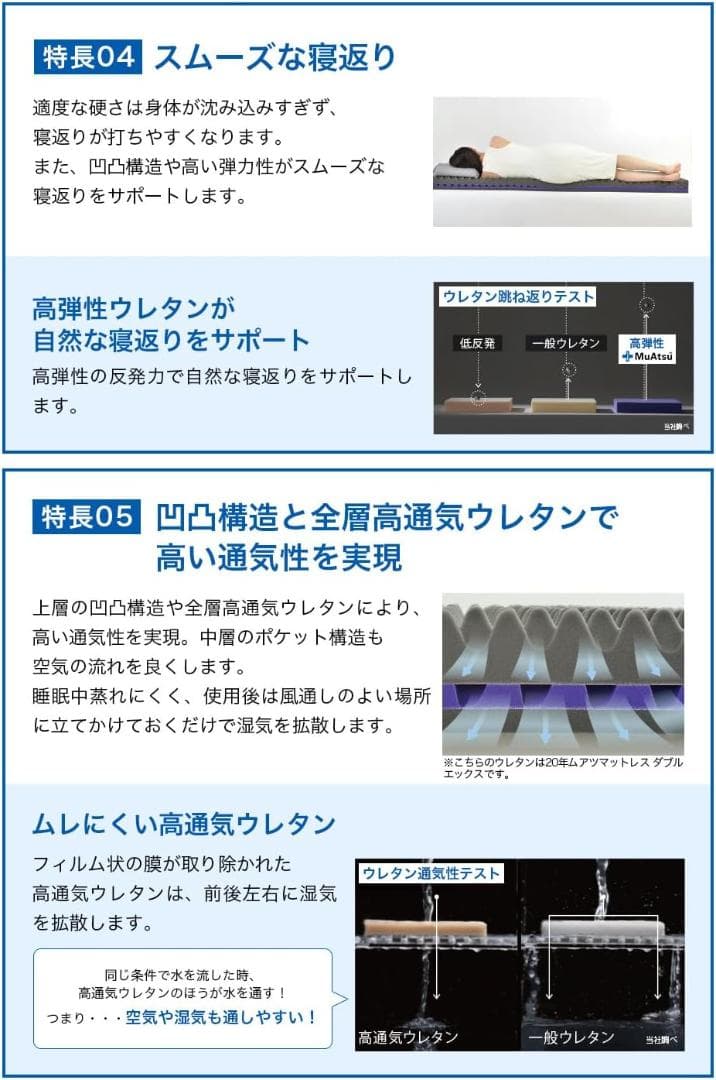 【ほぼ新品！】20年ムアツマットレス/シングル/レギュラー/三つ折り/3層構造
