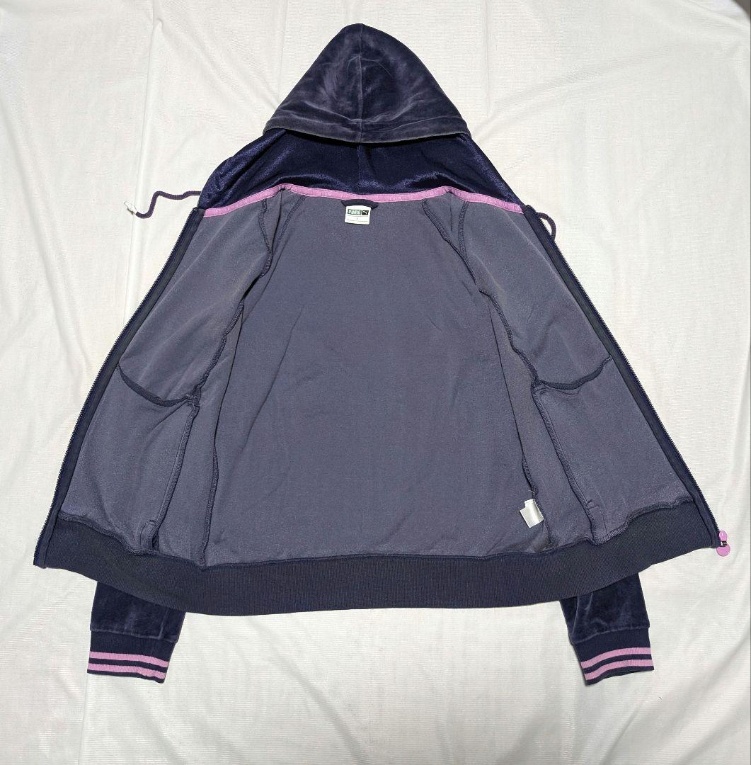 【PUMA】希少00sラインストーンロゴ・ベロア生地セットアップ　パープル