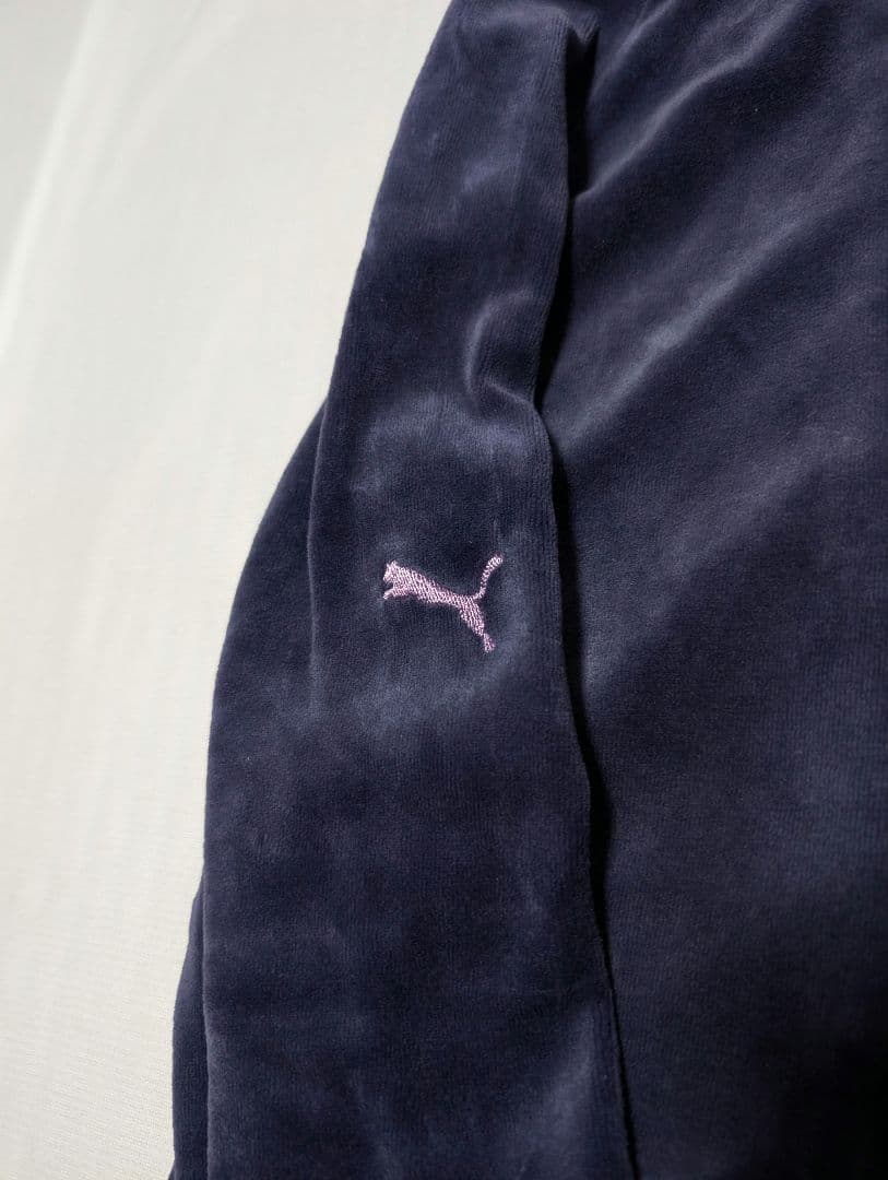 【PUMA】希少00sラインストーンロゴ・ベロア生地セットアップ　パープル