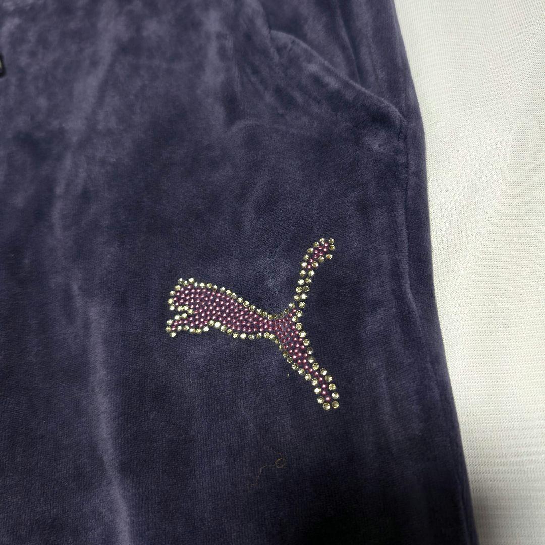 【PUMA】希少00sラインストーンロゴ・ベロア生地セットアップ　パープル