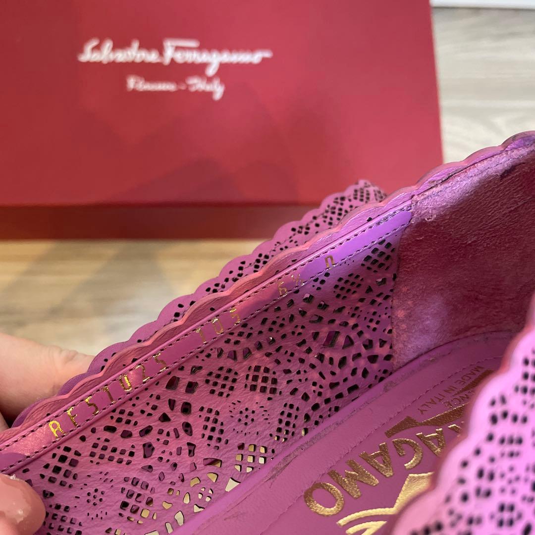 【にょきと】美品　フェラガモ 6 1/2 D ピンク シューズ　靴