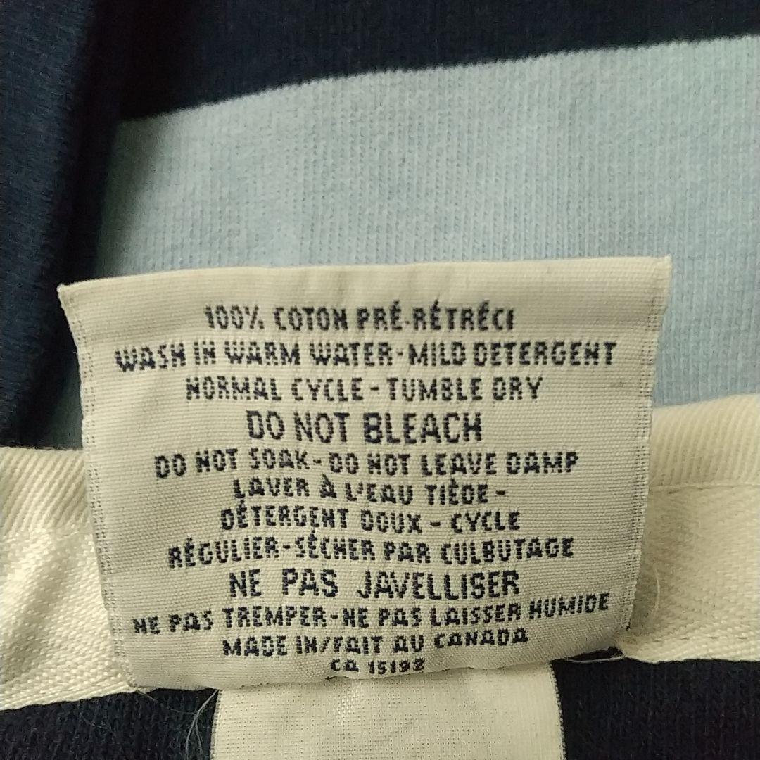 人気サイズ☆バーバリアン 太ボーダー 刺繍 米企業ロゴ ラガーシャツ XL