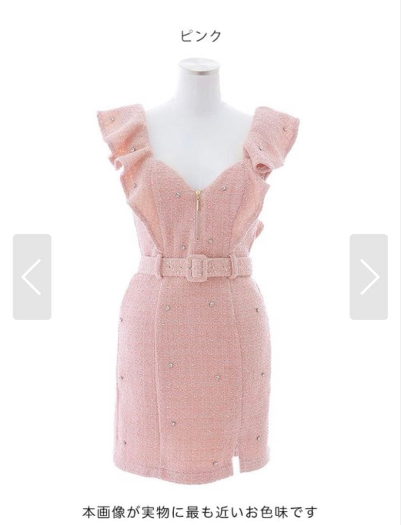 JEWELS ビジューラメツイードフリルドレス S