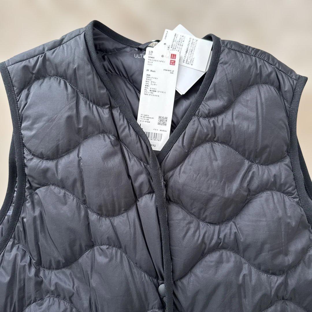 ウルトラライトダウンロングベスト ブラック　UNIQLO ユニクロ　Lサイズ