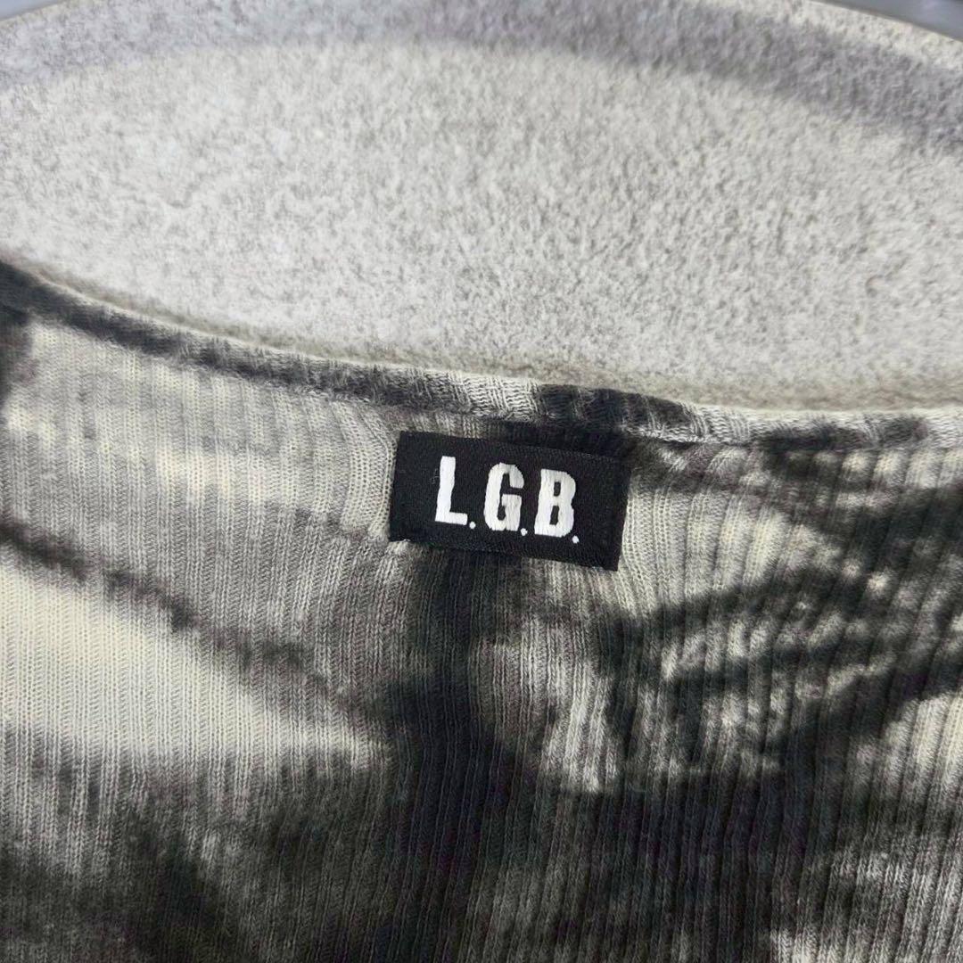 希少 L.G.B. タイダイ ブリーチ Vネック リブ 長袖 Tシャツ