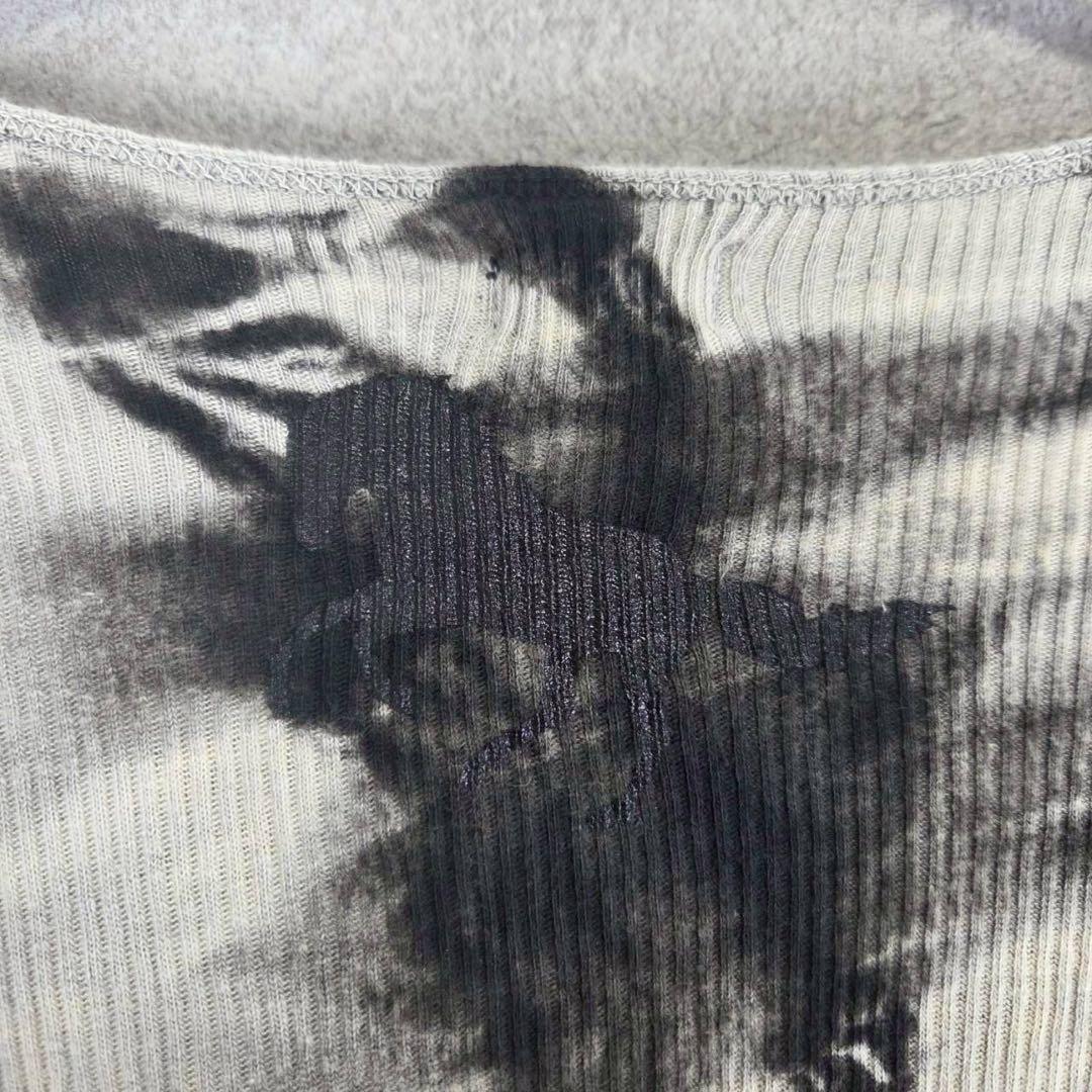 希少 L.G.B. タイダイ ブリーチ Vネック リブ 長袖 Tシャツ