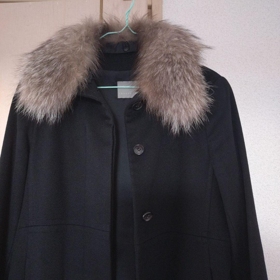 美品　セオリーリュクス　カシミヤロングコート　フォックスファー