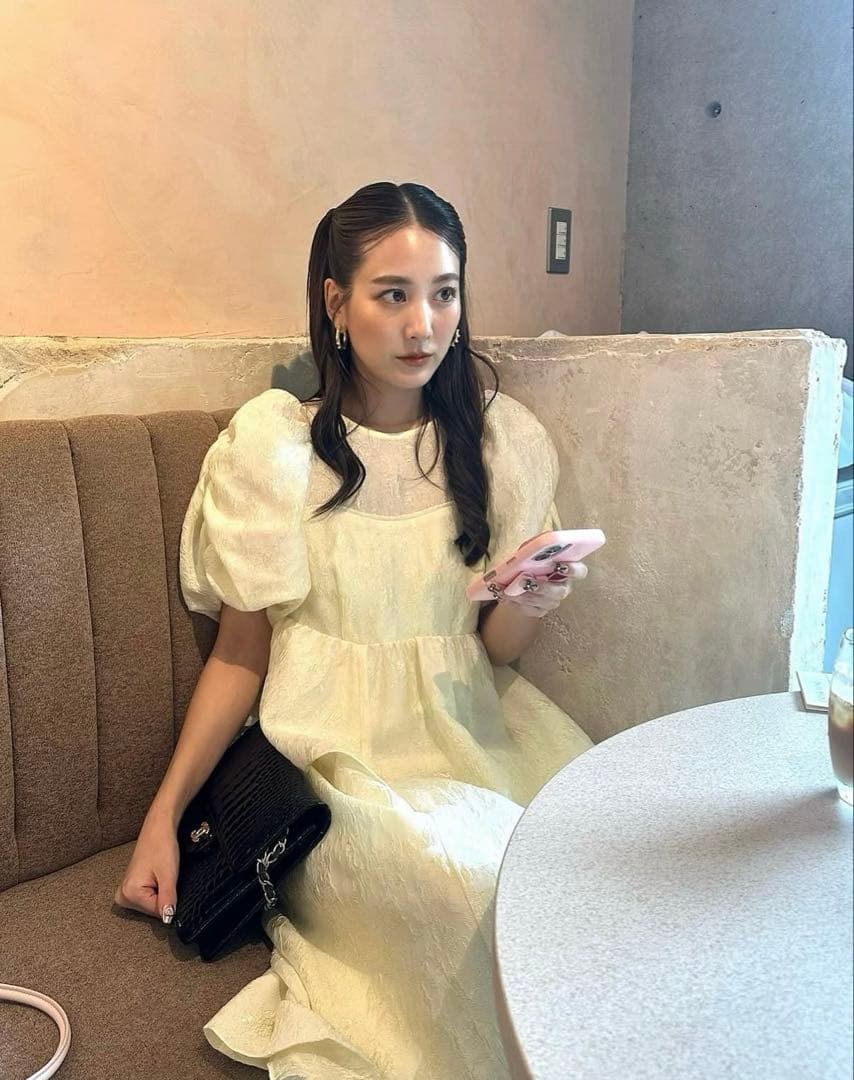 ANDRESD バブルスリーブジャガードドレス(M -TALL)