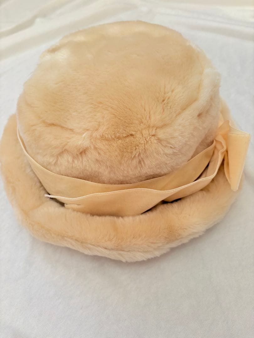 ジェーンマープル クリーム色♡ファーリボン帽子