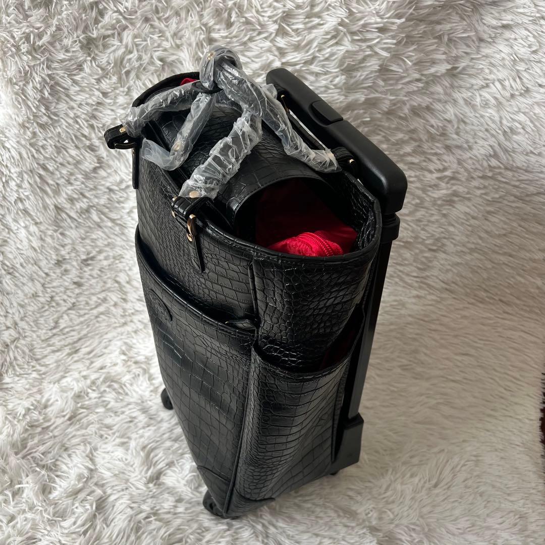 【新品未使用】SWANY スワニー キャリー クロコ型押し 黒 ４輪 Lサイズ