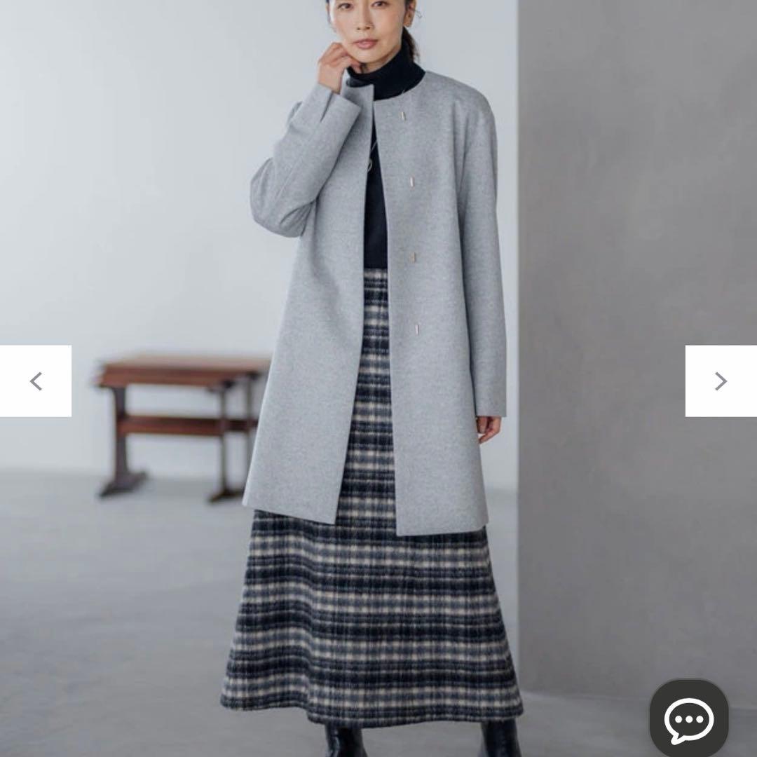 23区ウールカシミヤビーバーノーカラーコート