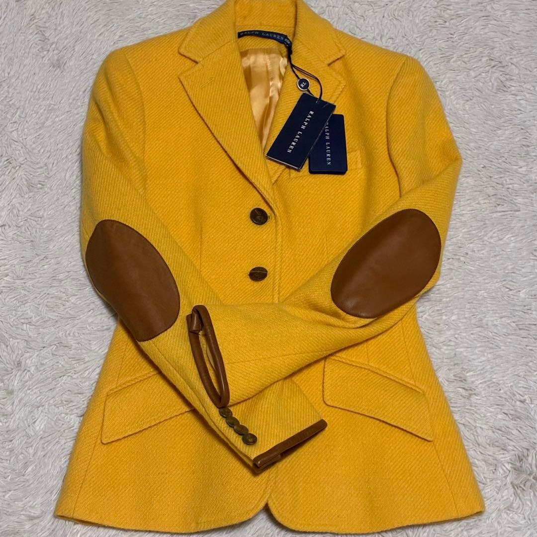 RALPH LAUREN 【未使用】 ツイード ジャケット エルボーパッチ 本革