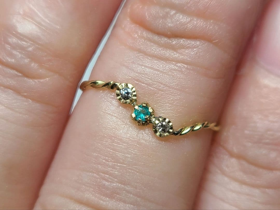 美しき煌めきの共演★バターリャパライバトルマリン&ピンクダイヤモンド18金★