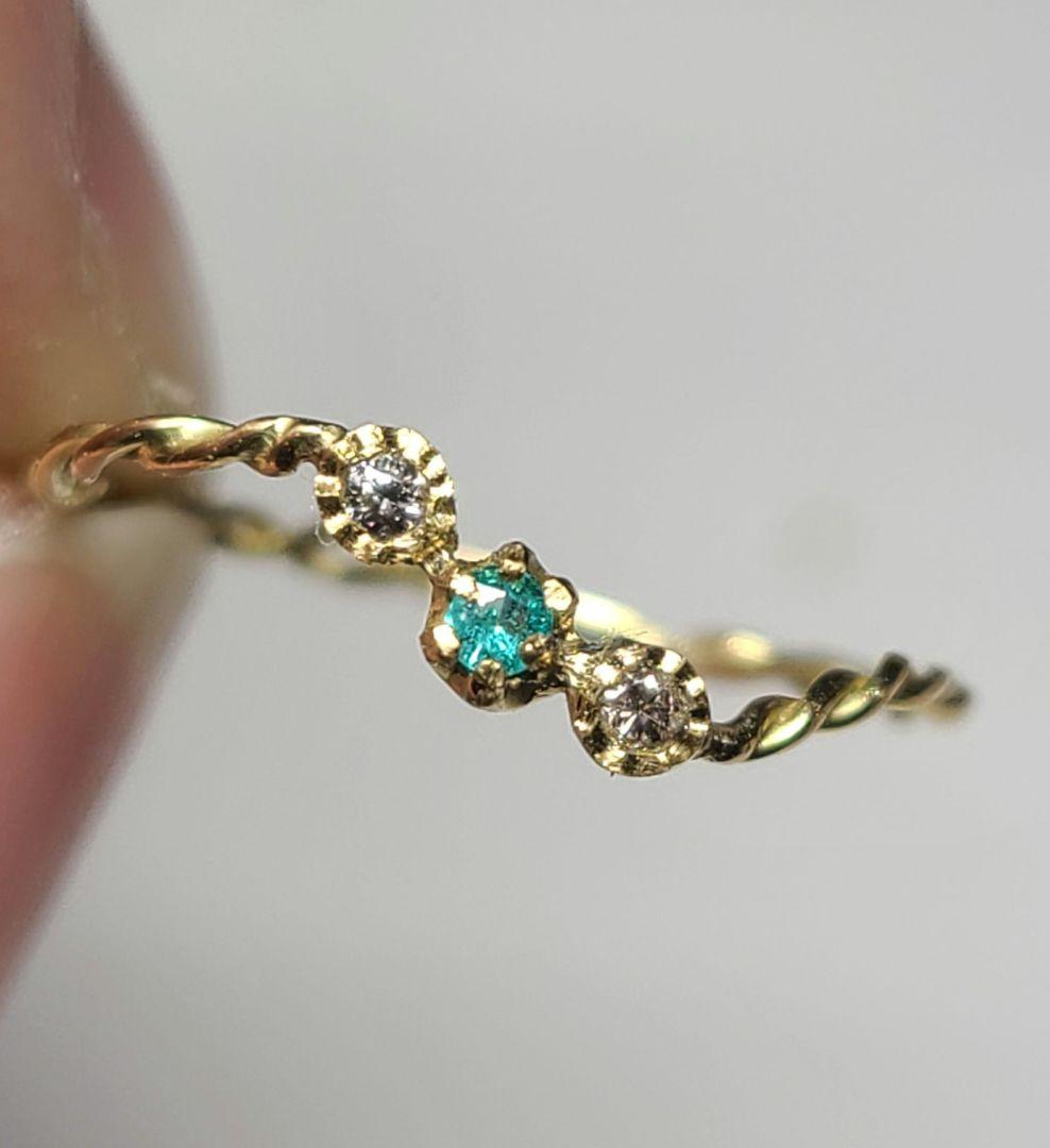 美しき煌めきの共演★バターリャパライバトルマリン&ピンクダイヤモンド18金★