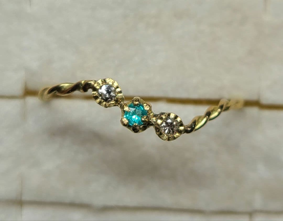 美しき煌めきの共演★バターリャパライバトルマリン&ピンクダイヤモンド18金★