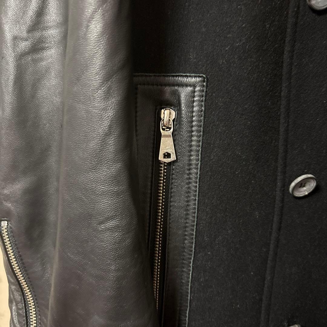 k*y様 MAISON SPECIAL ブラック ウールレザー ピーコート