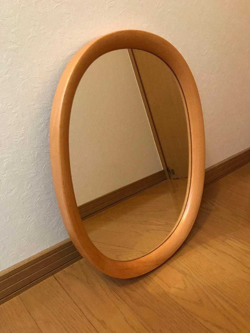 秋田木工　楕円形壁掛けミラー 柳宗理　ウォール材　白木