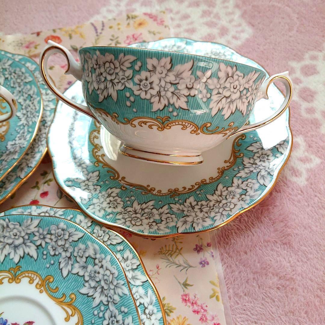 ロイヤルアルバート　エンチャントメント　ダブルハンドルスープカップ2客とプレート