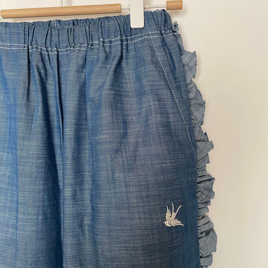 Rhodolirion ロドリリオン　サイドフリル　　シャンブレー パンツ