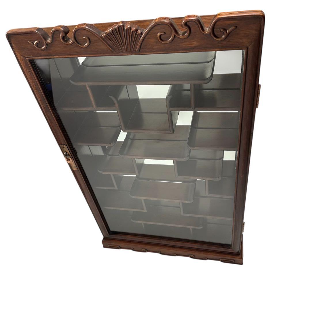 飾り棚 唐木 中国 古美術 アンティーク ビンテージ 鏡 壁掛け