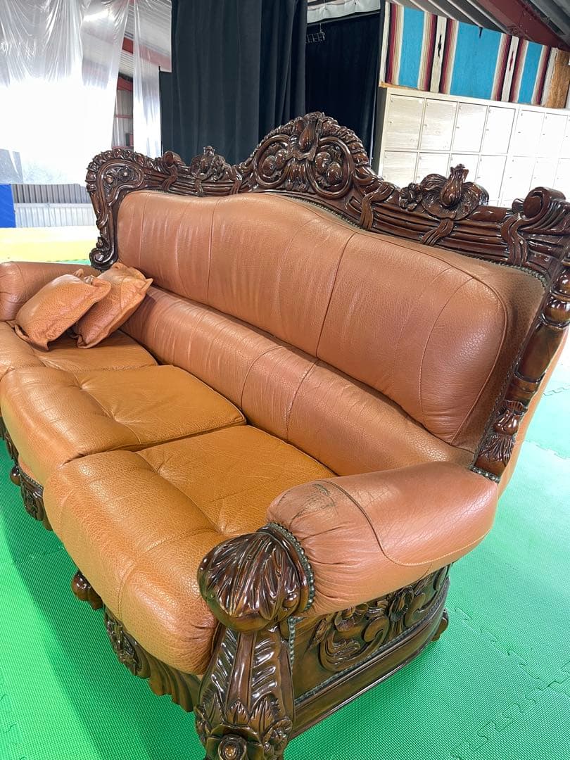 【お引き渡し限定】 アンティーク 三人掛け 大型ソファー ヴィンテージ