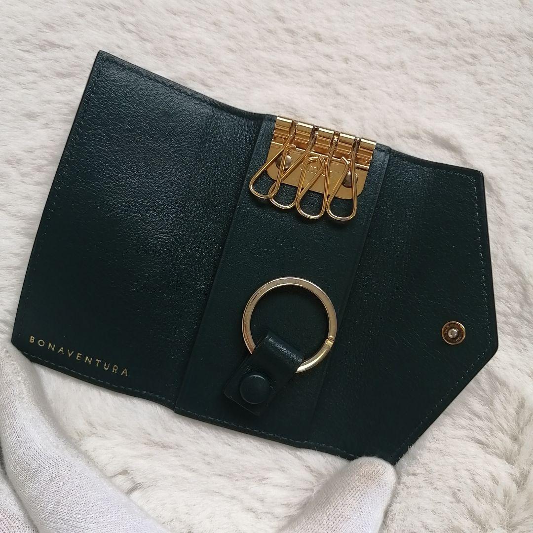 美品☆ボナベンチュラ　キーケース　スリム　シュリンクレザー　4連　ブラック