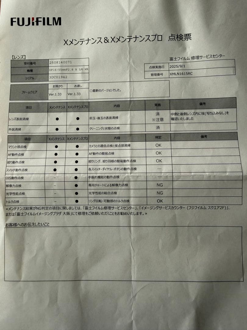 【訳あり】Fujinon XF16-55mm F2.8 R LM WR
