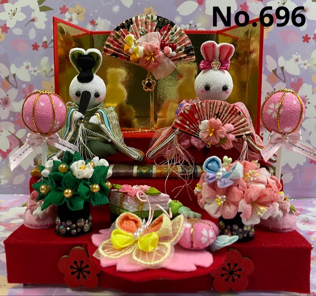 ちりめん細工　つまみ細工　うさぎ雛壇飾り　No.636 ハンドメイド