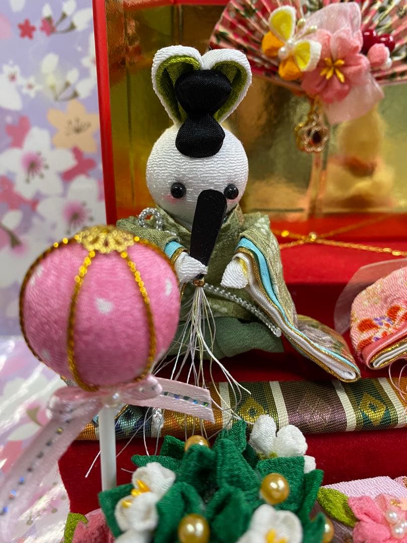 ちりめん細工　つまみ細工　うさぎ雛壇飾り　No.636 ハンドメイド