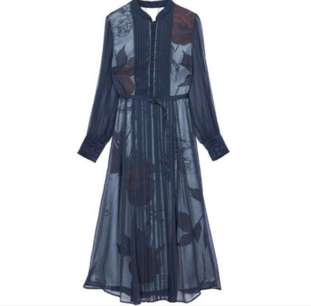 Ameri VINTAGE ELLA VEIL DRESSネイビーM