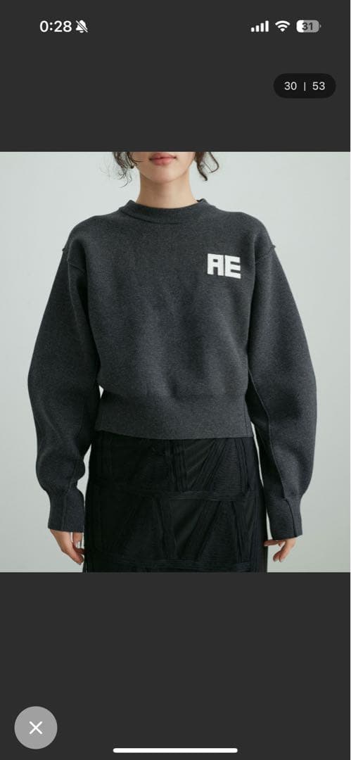 ADAM ET ROPE'フェルト刺しゅうニットプルオーバー