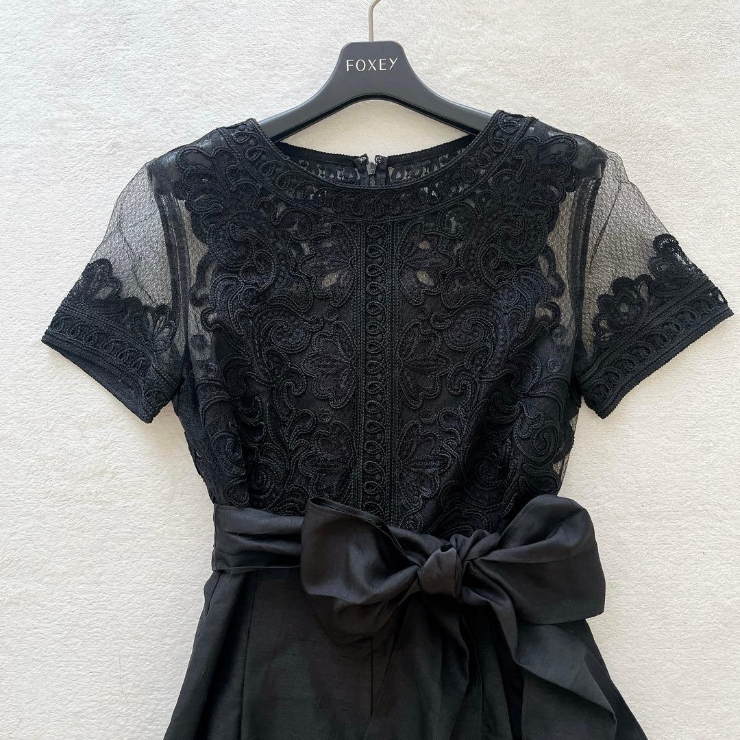 美品★GRACE CONTINENTAL★コード刺繍サイドサロペット 黒 36