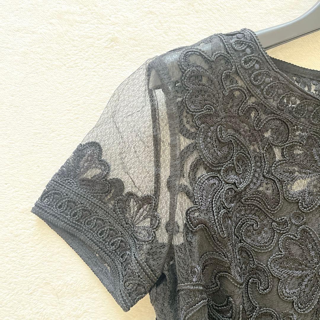 美品★GRACE CONTINENTAL★コード刺繍サイドサロペット 黒 36