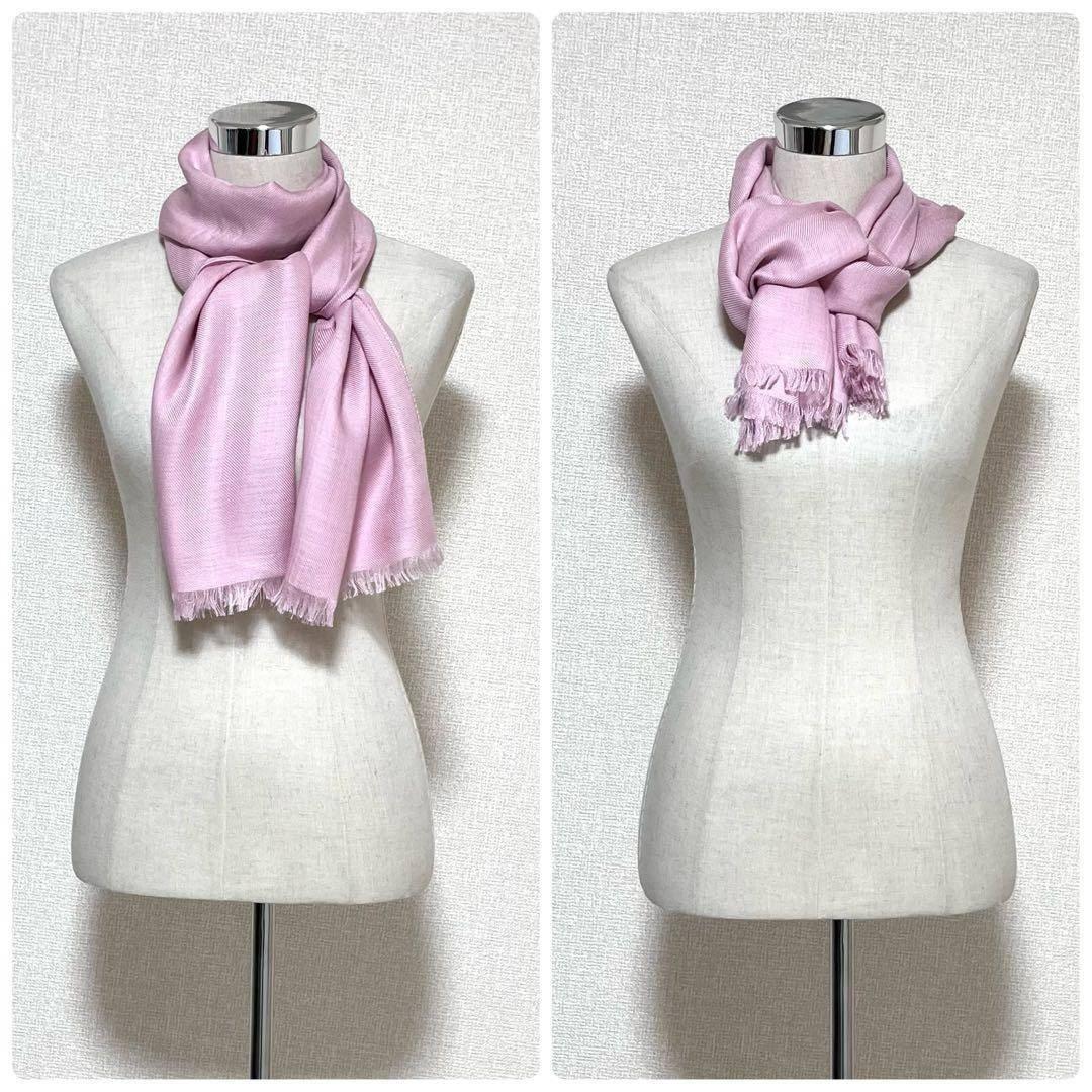 【美品】Loro Piana/ロロピアーナ　カシミヤ&シルク　ストール　ピンク