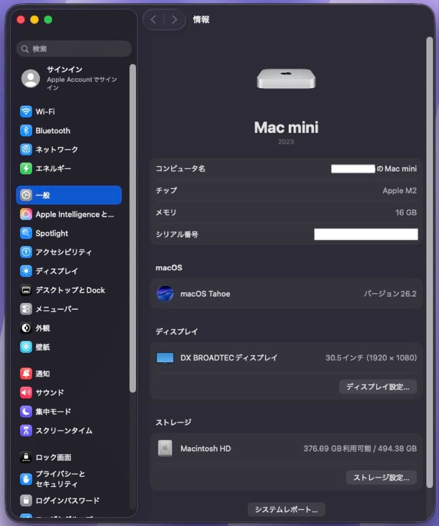 【極美品】Mac Mini m2 16GB 512GB マウス付き