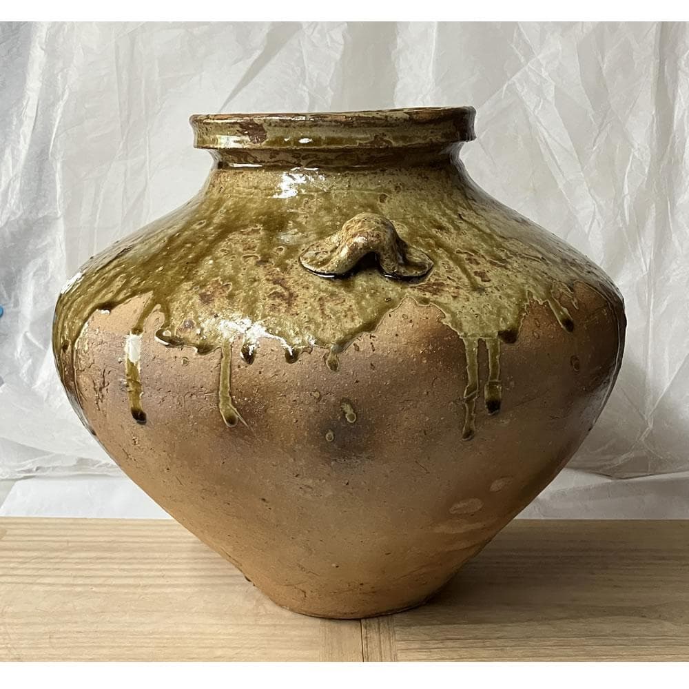 s033 沢田重治 常滑焼 耳付 壷 共箱 澤田重治 花器 壺