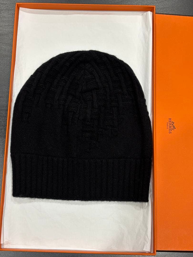 HERMESエルメス ニット帽 ブラック