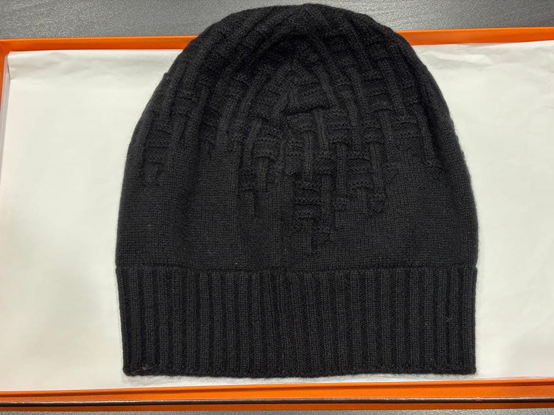 HERMESエルメス ニット帽 ブラック