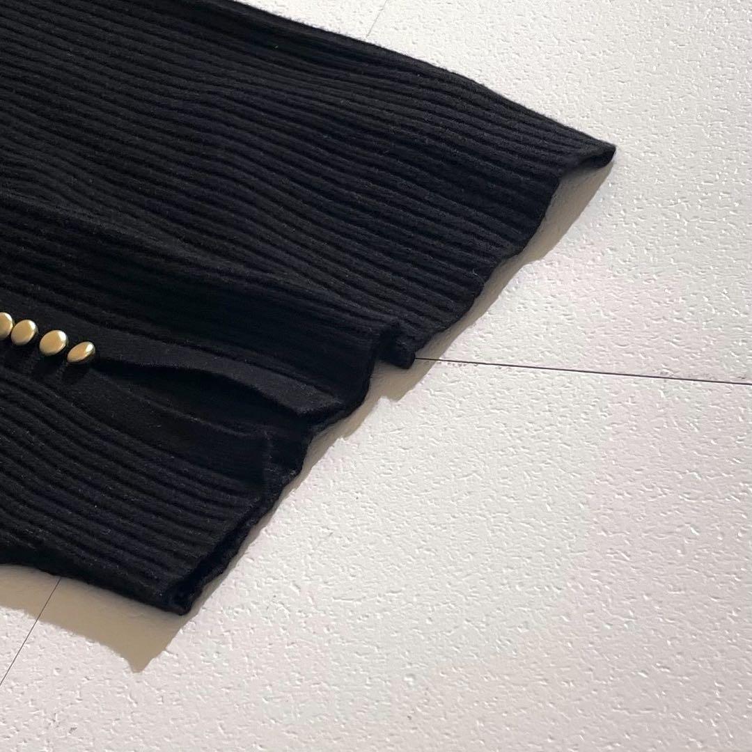 美品 インディヴィ フィット&フレアニットワンピース 40 ブラック 洗える