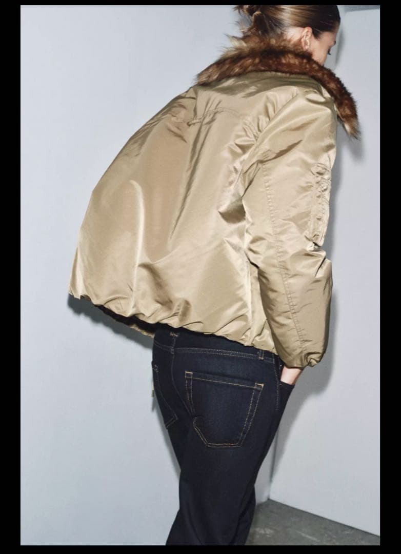 ZARA フェイクファー襟 ボンバージャケット ZW COLLECTION