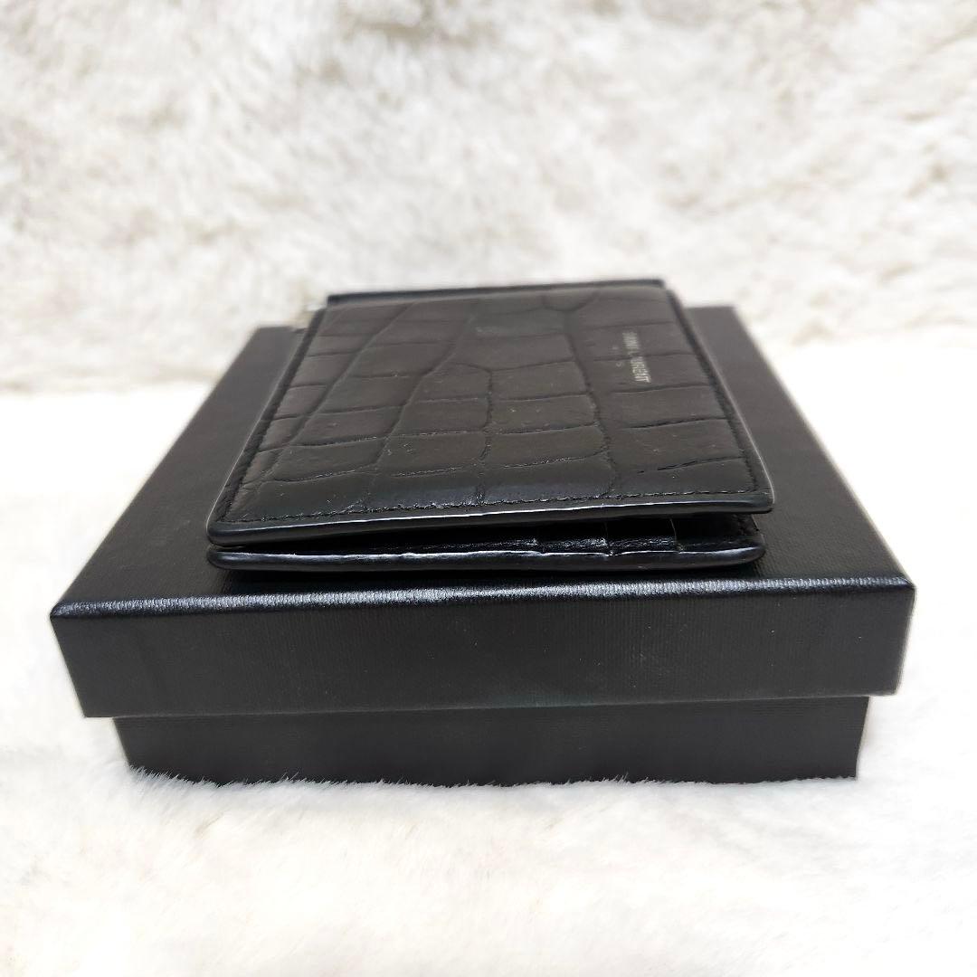 ✨美品✨サンローラン　マネークリップ　クロコ　ブラック　レザー　黒　札入れ