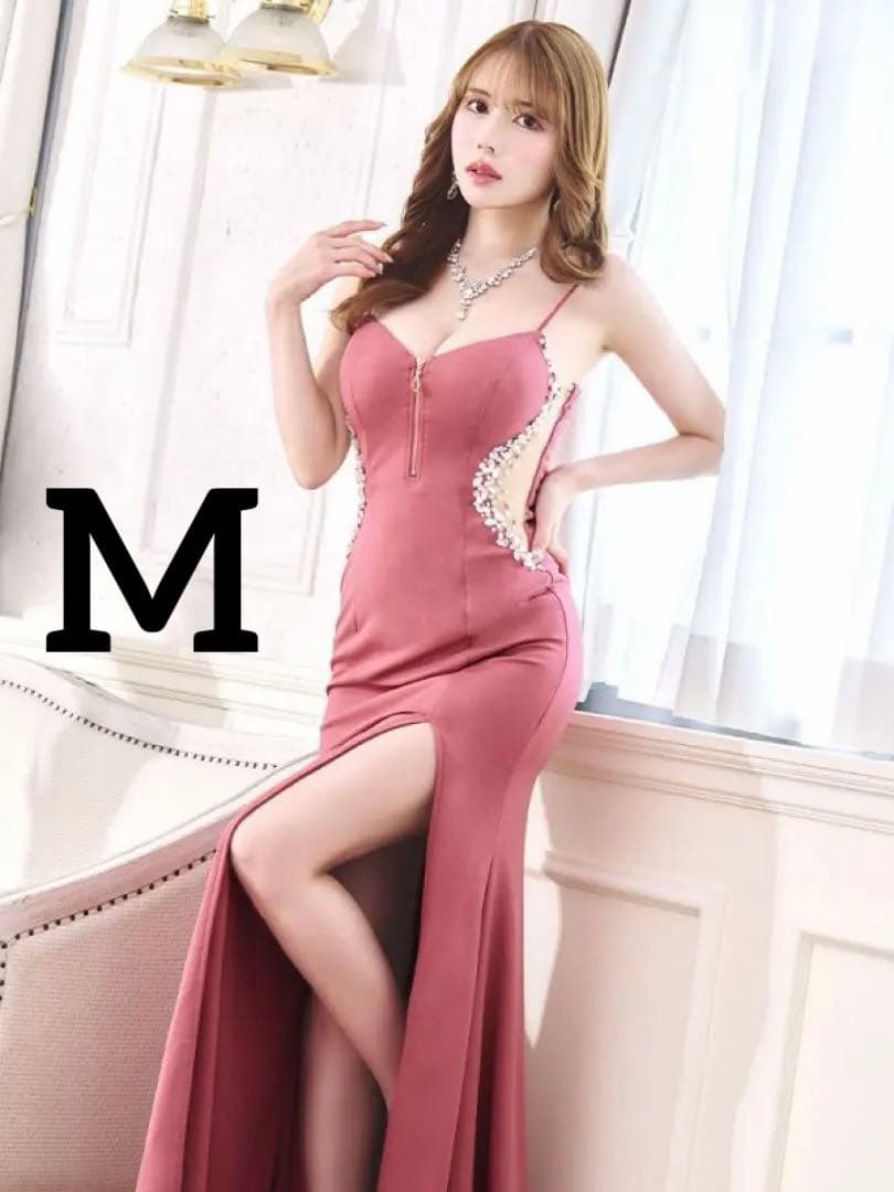 サイドシアービジューロングドレス/キャバドレス