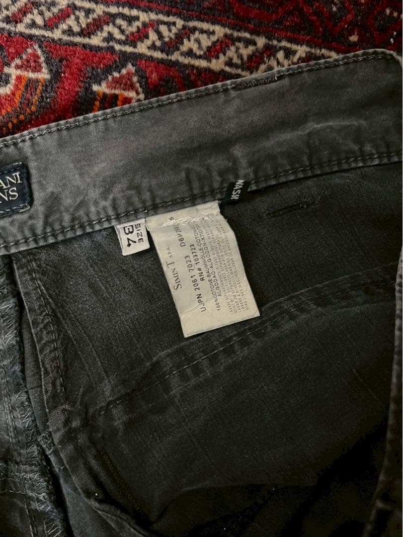 90s アルマーニジーンズ ポプリン パンツ ブラック　イタリア製