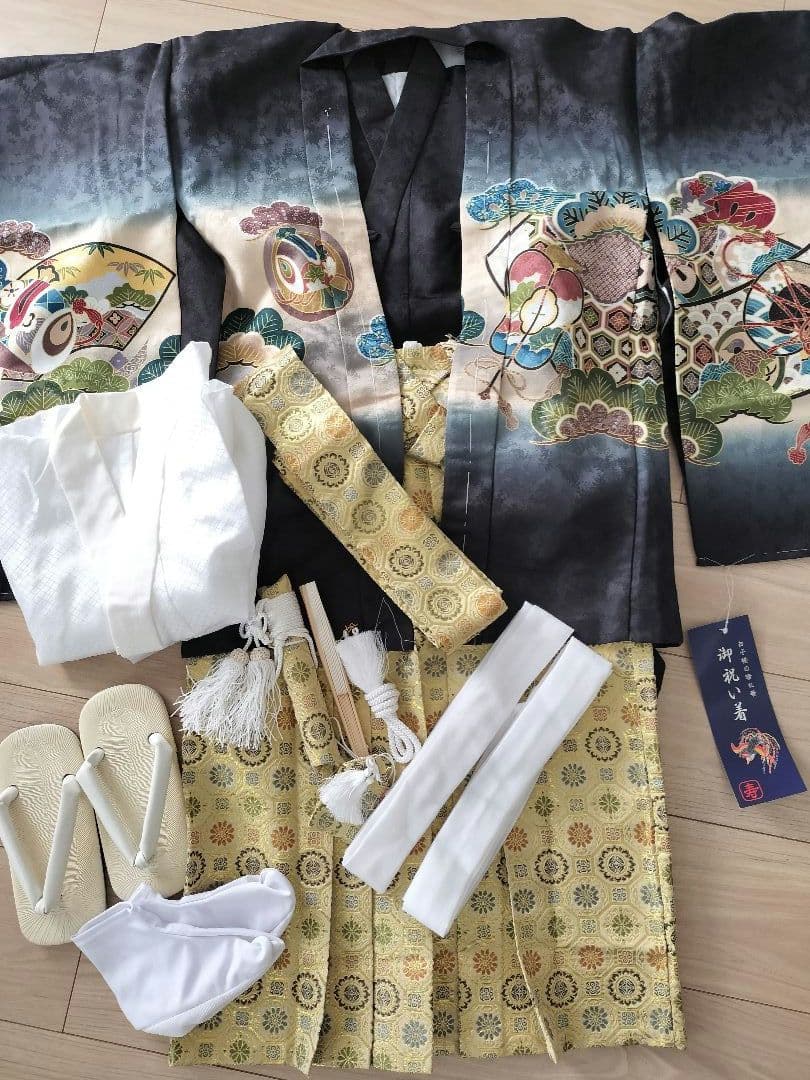 【羽織新品未使用】七五三　5歳　男の子　袴　 着物12点セット